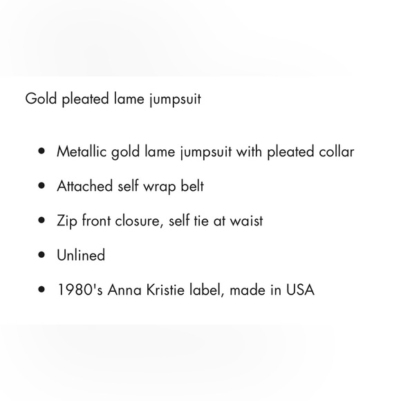 Gold Pleated Lame Jumpsuit - Picture 8 of 8